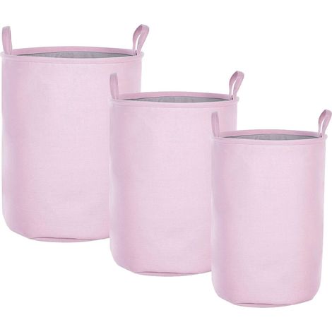 Set di 3 ceste portaoggetti per la biancheria con cordicella e manici Bianco Archa (1/5)