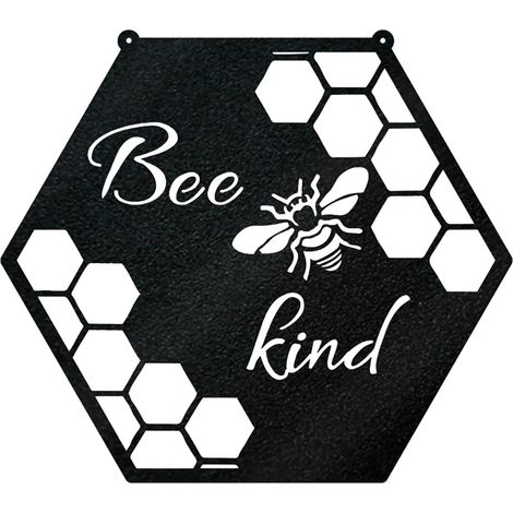 Signe Mural Abeille - En Acier Inoxydable - Décoration Murale pour Salon Chambre Salle De Bain Style Ferme - 1 Pièce (1/4)
