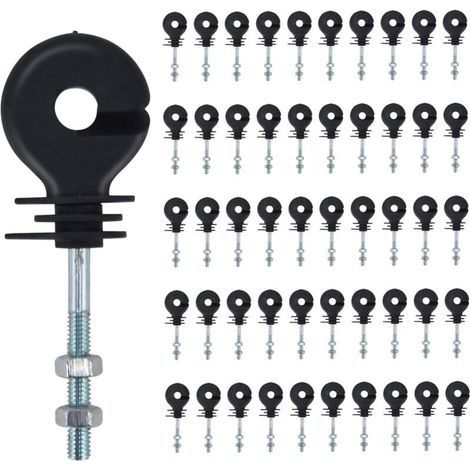 Isolateurs à Visser,50 Pièces isolateur Cloture Electrique Clous d'isolation de clôture électronique Isolateur de Poteau de clôture,Accessoires de clôture électronique,pour Poteau en Bois (1/5)