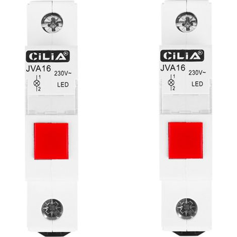 Lot de 2 Voyant Lumineux Modulaire LED Rouge CILIA 110-400V AC, 1 Module Lampe Témoin de Signalisation sur Rail DIN pour Tableau Électrique