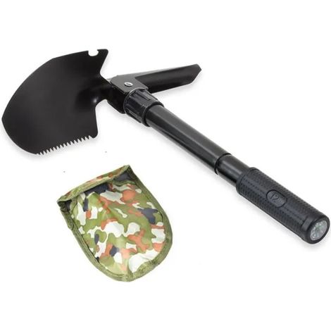 Pelle pliante portable avec boussole, outil multifonctionnel pour l'extérieur, survie en camping
