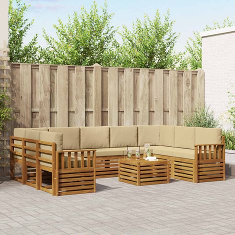 vidaXL Outdoor-Sofagarnitur 10 Stk. Natur und Beige (1/5)