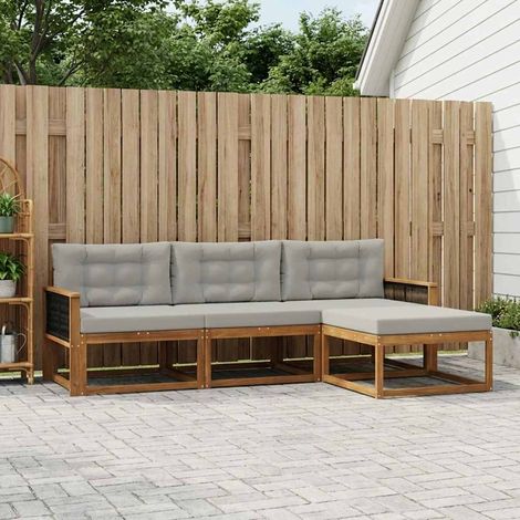 vidaXL Outdoor-Sofagarnitur mit Kissen 4 pcs Natur und Hellgrau (1/5)