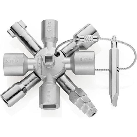 10-in-1 Universal-Edelstahlschlüssel mit 2 wendbaren Magnetbits für Schaltschränke sowie HLK- und Elektrosysteme (1/5)