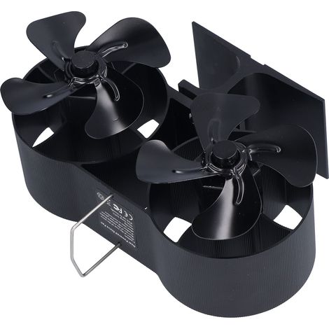 Ventilateur de poêle à double tête, 8 pales, écologique, autonome, à énergie thermique, pour inserts à bois et cheminées (1/5)