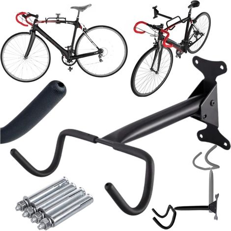 Soporte de pared para bicicleta con gancho, plegable, de metal, con revestimiento de ABS, soporta hasta 30 kg. (1/5)