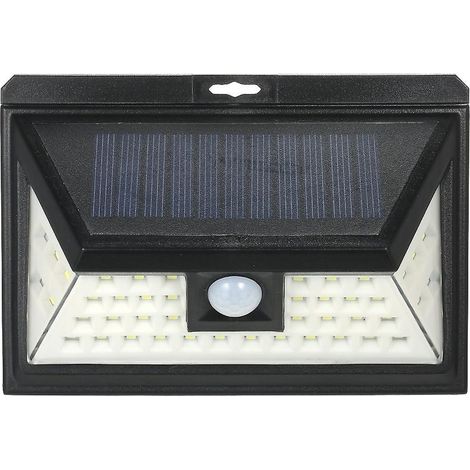 Applique murale solaire à 44 LED avec détecteur de mouvement PIR, étanche, pour une utilisation extérieure (jardin ou terrasse). (1/5)