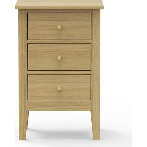 3 Drawer Bedside Cabinet - Metal - L32 x W40 x H61.5 cm - Oak-Effect - Flat Packed