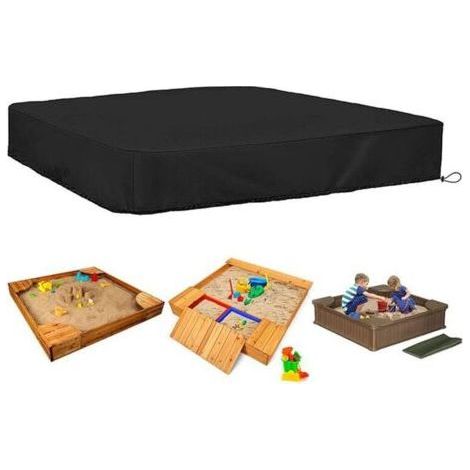 Square Sandpit Cover, Waterproof, Drawstring, Sandpit Cover, 190T: 150 x 150 x 20 cm (1/4)