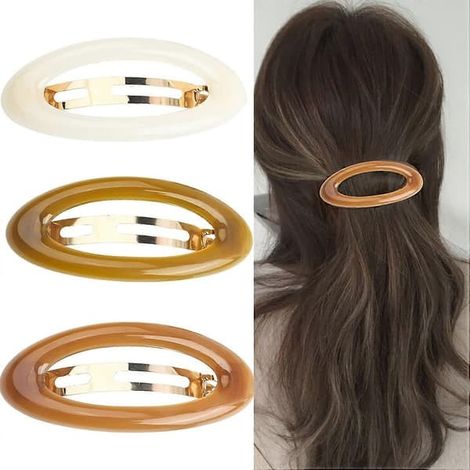 Grandes pinces à cheveux pour femmes, forme ovale mate, idéales pour cheveux fins. Pince à cheveux française, mignonnes et antidérapantes, pour une tenue optimale. Accessoires de coiffure vintage. (1/5)