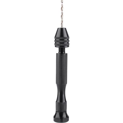 Mini foret à main en aluminium avec mandrin sans clé + 10 forets hélicoïdaux, outils rotatifs pour le travail du bois (1/5)