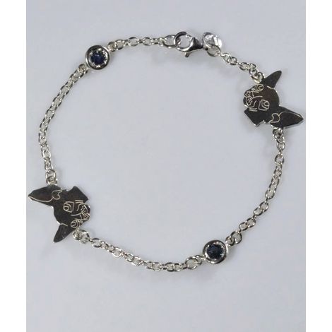 Armband 2 Edelsteine Zaffiri Gatto Sphynx in Sterlingsilber