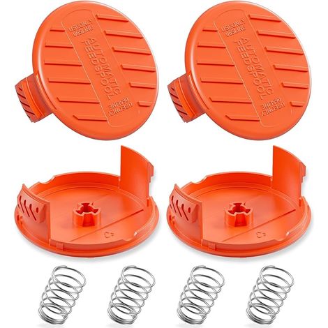 4 Pièce Couvercle de Bobine Compatible avec Black et Decker Coupe Bordures, RC-100-P Capuchon de Bobine, Tondeuse Capuchon de Bobine Ressorts pour Black et Decker Debroussailleuse