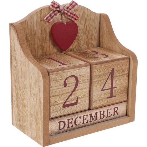 Calendrier de bureau en cubes de bois décoratif, blocs de décoration pour bureau (1/4)