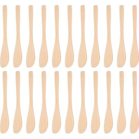 20 cuillères à fromage en bois pour raviolis wonton, cuillères à beurre, ustensiles de cuisine-16.50X2.70X0.30CM (1/4)