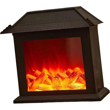 LED Fireplace Lantern - Flame - Christmas Decoration - Patio Party Room Decoration - Flat Roof, Battery and USB Powered (1/5)