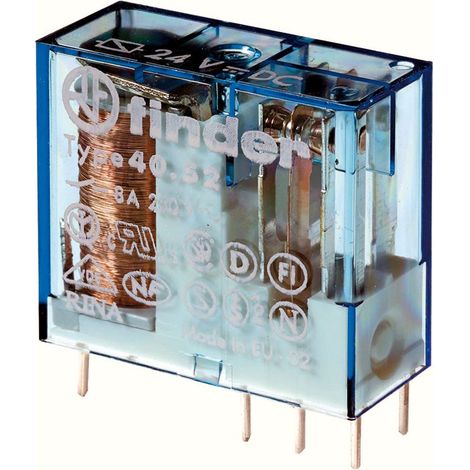 Relè di potenza, 6 Vdc, DPDT, 8 A,  foro passante (THT), serie 40.52 - Finder (1/2)