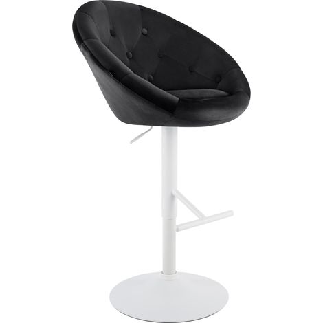 Barhocker London Samt schwarz weiß