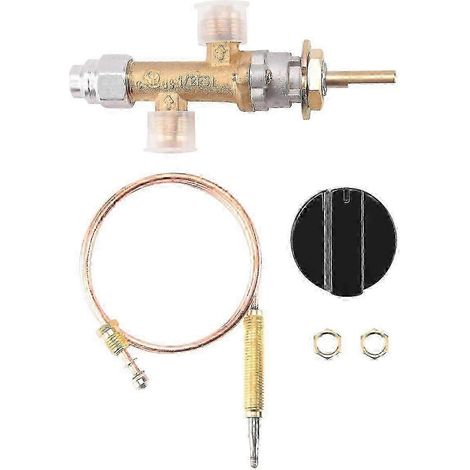 Soupape de sécurité pour brasero au propane avec dispositif de coupure de flamme, thermocouple et bouton de commande (1/5)