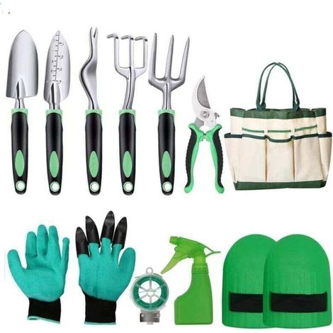 Ensemble d'Outils de Jardinage, 10 Pièces en Acier Inoxydable à Usage intensif avec poignée en Bois antidérapante，avec Sac de Rangement- Cadeaux pour Les Femmes et Les Hommes et Jardiniers (1/4)