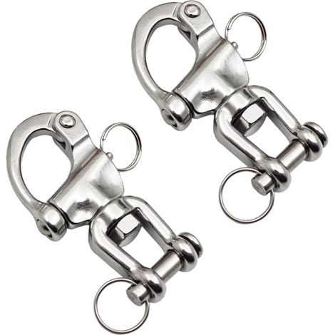 Lntyq Mousqueton Pivotant à Emerillon 2 Pièces Manille Inox Maillons Rapides en Acier Inoxydable 316 Mousqueton Inox Marine Crochet Attelage Crochet à Ressort Rapide pour Drisse Voilier 70 mm