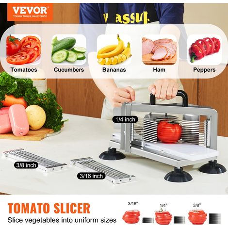 Coupe-tomates Commerciale, Trancheuse à Tomates de 4,8 mm/ 6,35 mm/9,5 mm, Trancheur pour Manuelle en Acier Inoxydable, avec Pieds… (1/5)