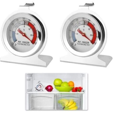 4 Pièces Thermomètre Congélateur, Thermometre Frigo en Acier Inoxydable pour Réfrigérateur et Congélateur, Plage de Température -30°C à 30°C / -20°F à 80°F, Cadran Large et Clair, Installation Facile (1/5)