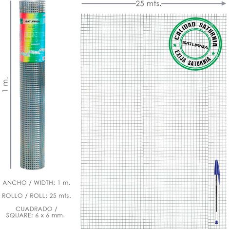 Elektrogeschweißter, verzinkter Maschendraht 6x6 / 100 cm. 25 Meter Rolle für den Hausgebrauch