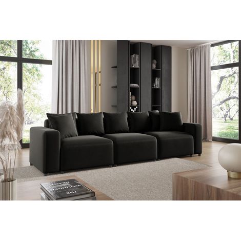 Sofa Designersofa Bigsofa MEGAN 3-Sitzer in Stoff Salvador Schwarz (1/3)