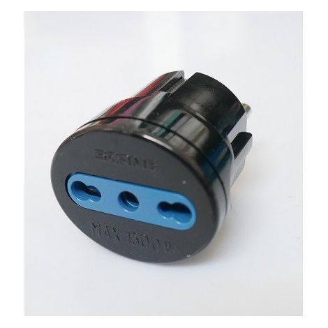 Adaptateur prise Franco-Allemand 2P+T 16A male (S31) / fiche 2P+T 16A femelle Italien noir (P17/11) (1/2)