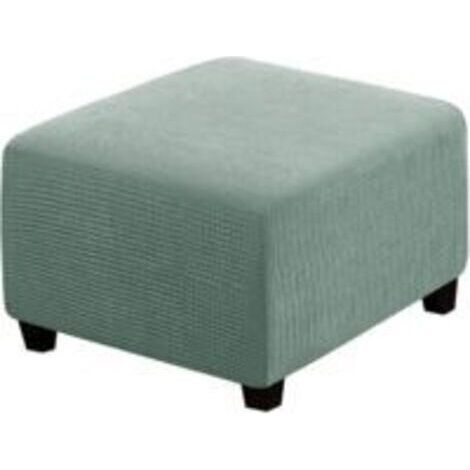 QORVA-Housse extensible en tissu élasthanne pour pouf carré – Protection contre taches et déchirures – Installation facile avec élastique – Gris vert