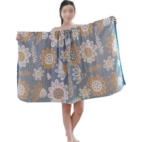 Robe De Bain - Coton - Longueur Genou - Fermeture Réglable Avec Velcro Et Boucle - Pour Femme - 1 Pièce (1/5)