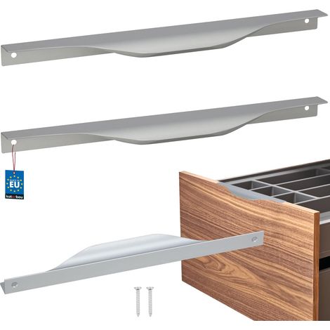 KOTARBAU® Moderner Aluminium-Möbelgriff mit silberner Kante, 256/276 mm, 2er-Set
