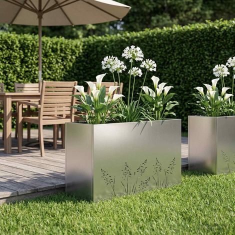 vidaXL Cache-pot de jardin Argenté 80 x 20 x 49 cm Acier galvanisé (1/5)