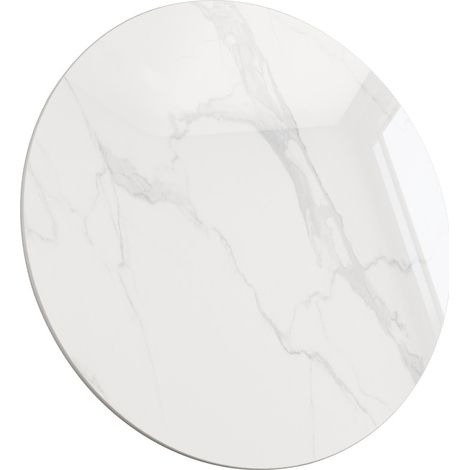 Tischplatte - Ø 60 cm, weiß, aus Keramik und gebranntem Stein