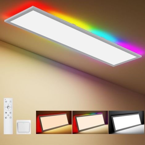 Antenlicht-Dalle LED 30W avec 4W RGB 120x25cm-Panneau LED dimmable-blanc froid(3000-6500K)-2850LM-IP44-Design ultra-fin pour faux plafonds [Classe E] (1/5)