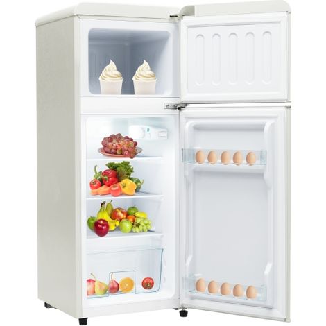 Modernluxe - Réfrigérateur 92 L - Combiné réfrigérateur-congélateur - Éclairage LED - Beige [Classe énergétique D]