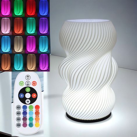 Petite lampe de table fantaisie pour chambre à coucher, USB lampe de chevet, veilleuse à rayures style vintage RVB 16 couleurs, pour salon, dortoir (1/5)