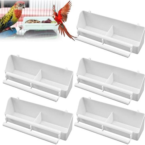 Mangeoire pour Oiseaux Cage 5 Pièces Distributeur Nourriture et Eau avec Perchoir pour Canaris Perruches