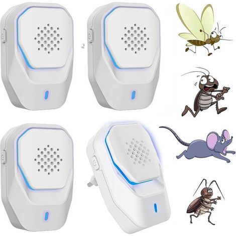 Répulsifs à Ultrasons, Ultrason Souris et Rats, Anti Mouche, Prise Anti Moustique, Electrique Appareil Répulsif Interieur - 4 Paquetsg (1/5)