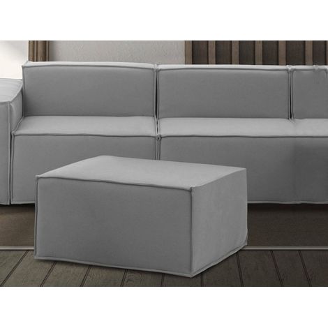 Talamo Italia Puff Barbara, Otomana de la sala de estar, 100% Made in Italy, Sillón relax en tela tapizada, 80x70h43cm, Gris, con embalaje reforzado (1/5)