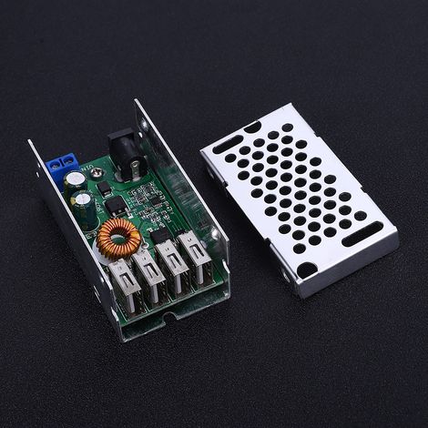 Module convertisseur abaisseur de tension DC 9V-36V pour voiture, avec 4 ports USB et module de charge pour téléphone. Accessoire inclus. (1/5)