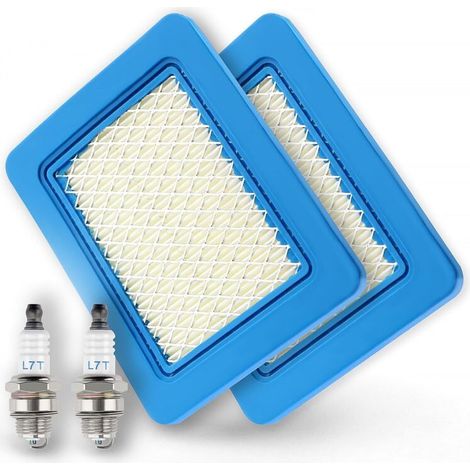 2-teilige Luftfilterpatrone 491588S und 2-teilige Zündkerzen L7T, Rasenmäher-Zündkerze, für 491588, 491588S, 4915885, 399959, PT15853
