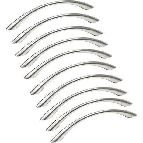 10er Set Möbelgriffe Edelstahl Küchenmöbelgriffe - Türgriff Nickel gebürstet Küchengriff aus Edelstahl Achsabstand 128mm Silber (1/5)