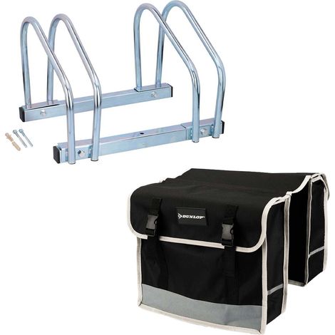 DUNLOP Pack Vélo - Range-Vélos Sol 2 Places + Sacoche Double 31L - Support Garage & Bagagerie Étanche Universelle (1/4)