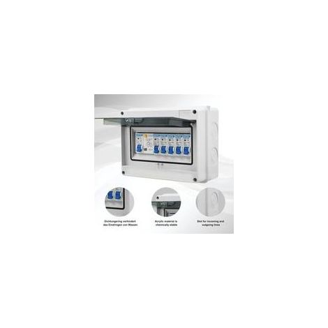63 A Quadro elettrico unipolare con interruttore automatico – Grado di protezione IP65 – 4 vie con dispositivo di corrente residua – Per garage e officina (1/5)