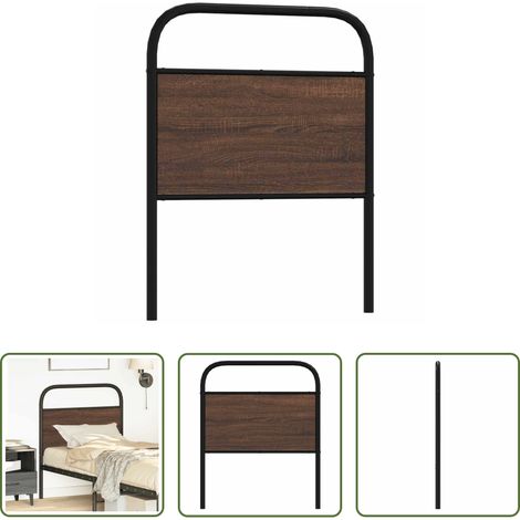 vidaXL Cabecero de repuesto de acero y madera de ingeniería marrón roble 80 cm (1/5)