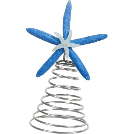 Starfish - Tree Topper - Coastal Christmas Decoration - Nautical Theme - Resin And Alloy - 9 X 9 X 20 Cm - 1 Piece (1/5)