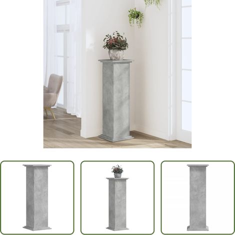 Support pour plantes -  Support pour plantes gris béton 33x33x100 cm bois d'ingénierie (1/5)