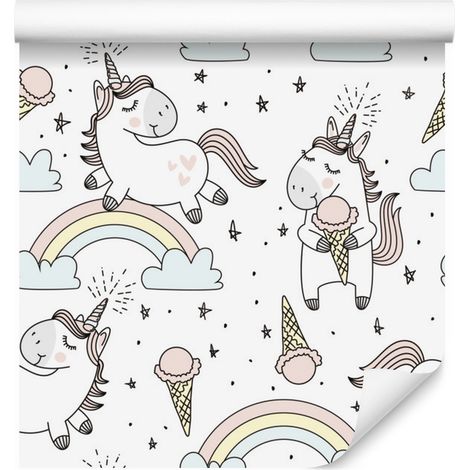 Carta da parati con unicorni gioiosi per soggiorno e camera da letto, 50x1000 cm (1/5)